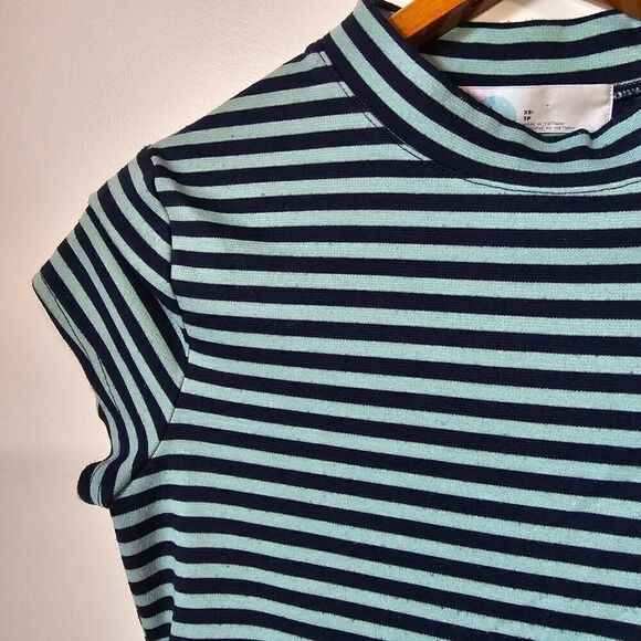 EUC FP BEACH STRIPED MOCK NECK CAP SLEEVES SHORT DRESS SIZE XS - Picture 10 of 15